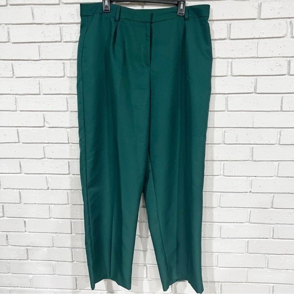 Asos Green Slacks High Waisted Old Money Workwear Minimalist Fall Sz 14